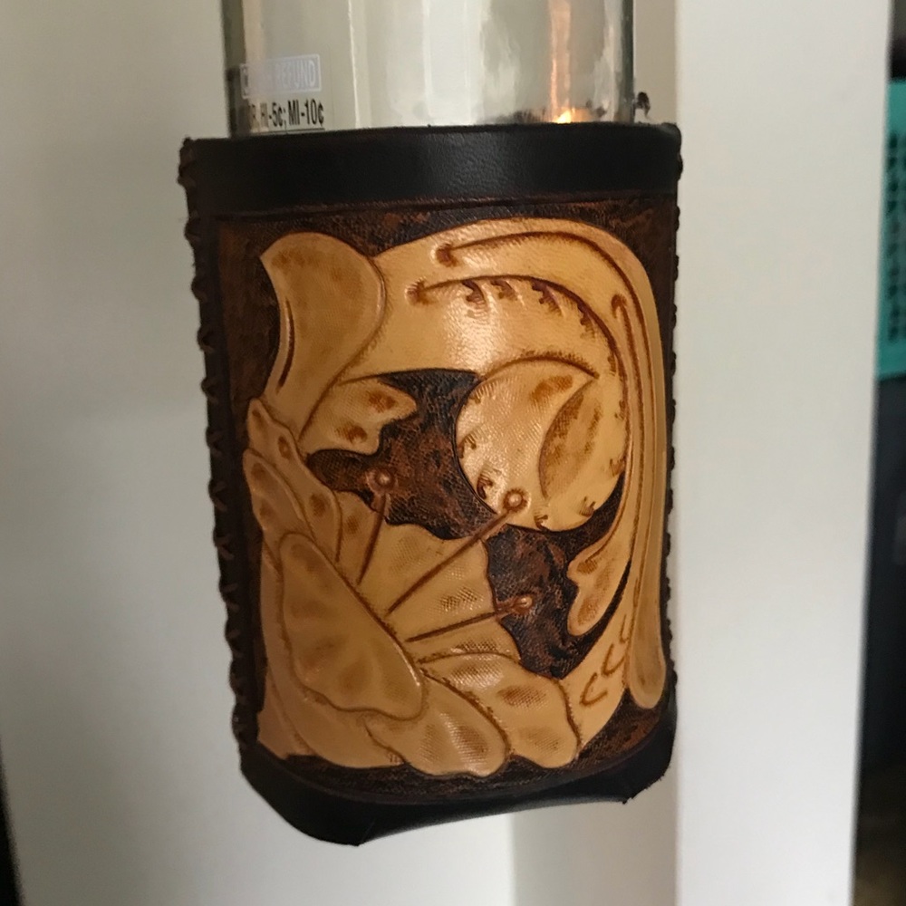 Tooled Leather Koozie